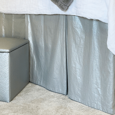 Bed Skirt Panel - Silver Metallic