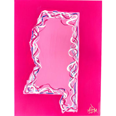 State of Mississippi Hot Pink - 18" x 24"
