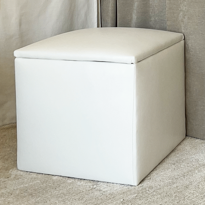 Storage Ottoman - White Faux Leather