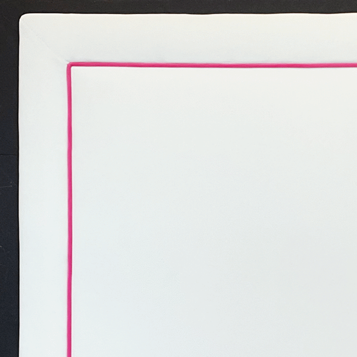 Headboard - Bella White with Bella Hot Pink Piping SQUARE