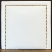 Headboard - Silver Nailhead in White Faux Leather SQUARE