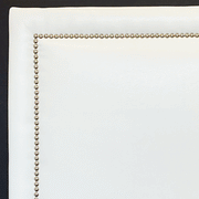 Headboard - Silver Nailhead in White Faux Leather SQUARE