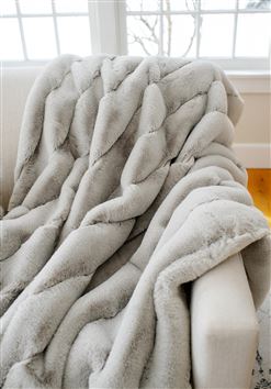 Posh Faux Mink Throw - Silver