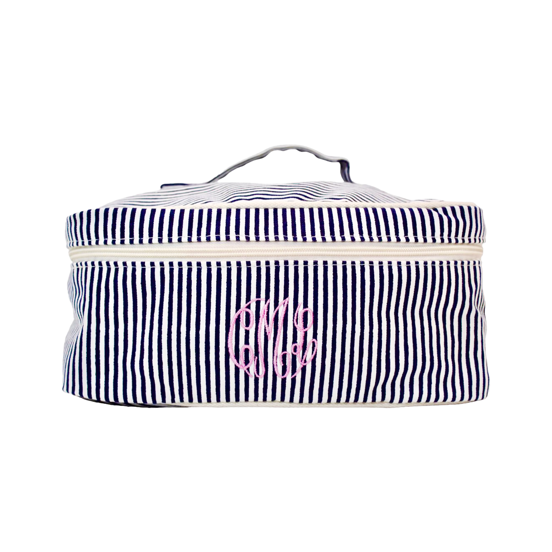 Stripes Train Case - Navy