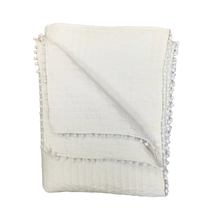 Pom Pom Quilt - White (Twin)