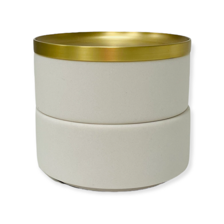 Tiered Accessory Bowl - Brass and White