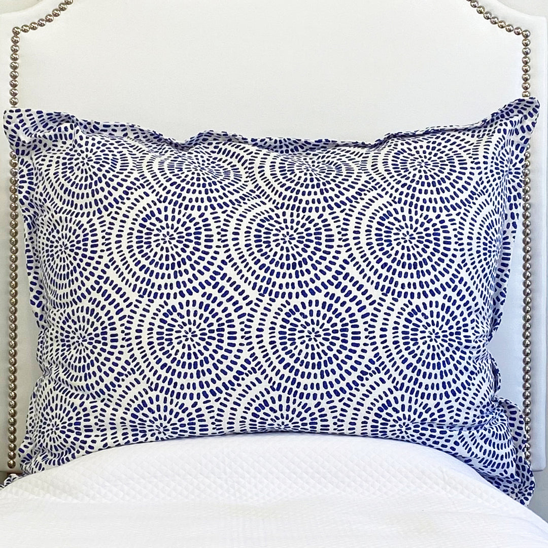 Huge Dutch Euro Pillow- Spiral Cobalt - In Stock