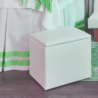 Bed Skirt Panel - White with Double Lime Ribbon