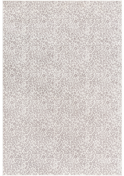 Cheetah Light Gray Rug with Silver Accents
