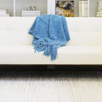 Chenille Throw Blue