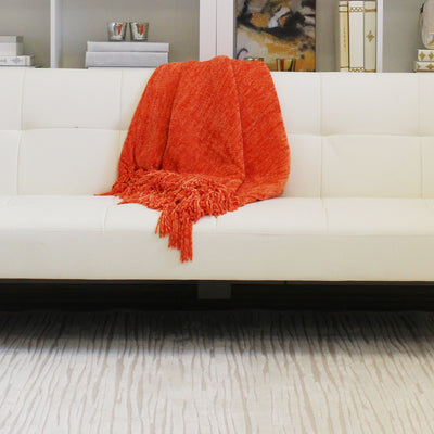 Chenille Throw Bright Orange