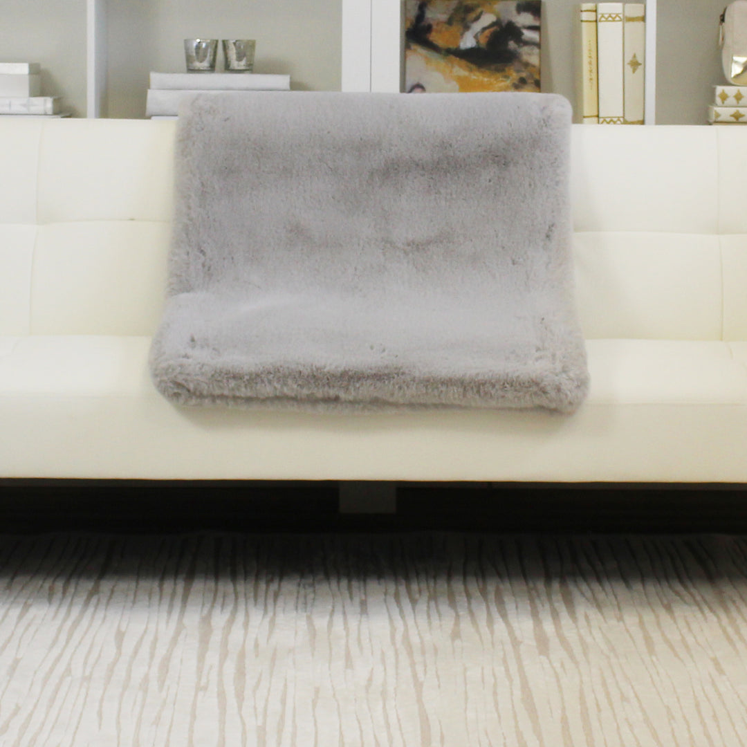 Faux Chinchilla Fur Throw Silver Dorm Decor