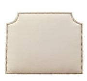 Headboard (Q)- White Faux Leather with Gold Nailheads(Queen)