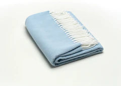 Fringed Herringbone Throw - Sky