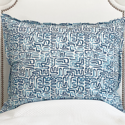 Huge Dutch Euro Pillow- Maze Cobalt