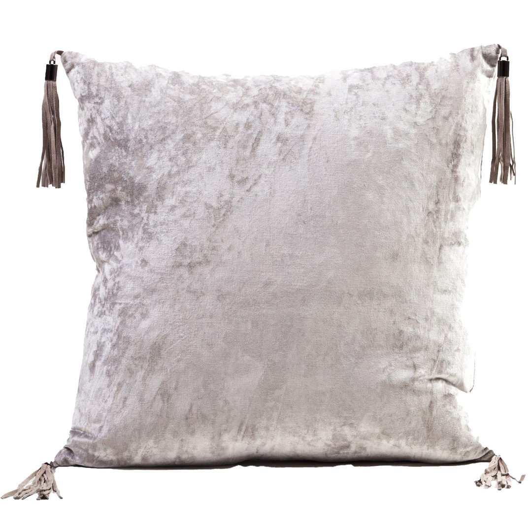 Velvet Tassel Pillow in Silver Dorm Pillows Dorm Decor
